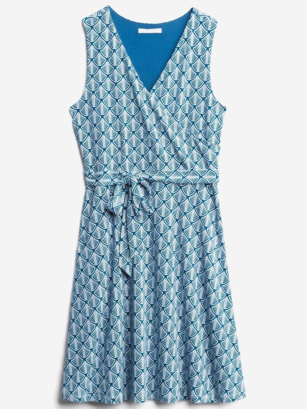 41 Hawthorn Lorene Faux Wrap Dress Geometric V-Neck Stretch Teal Medium